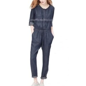 Ann Taylor loft Denim look linen Lyocell blend jumpsuit Romper Sz S